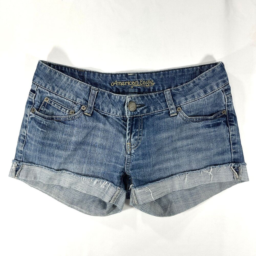 American Eagle Shorty Shorts Cuffed hem Size 4 Low Rise Y2K Vintage BB